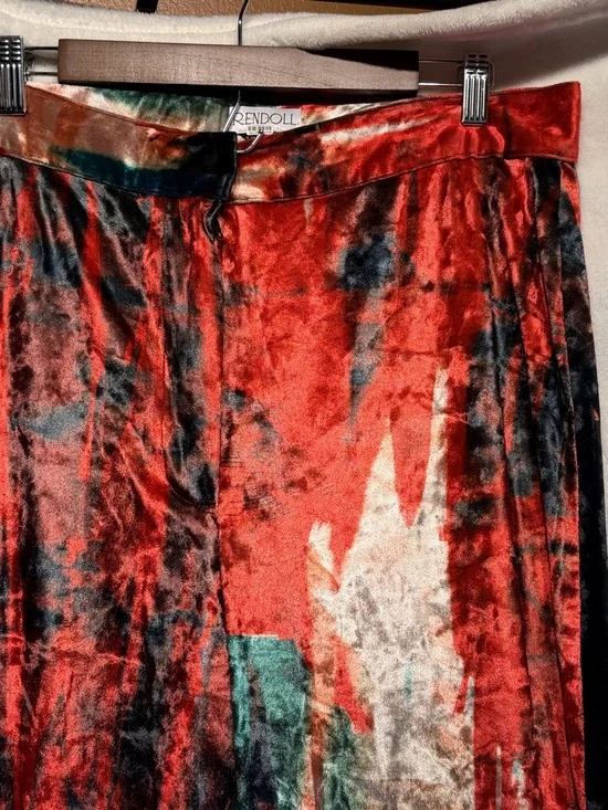 Free People Rendal Multicolor Velvet Flare Pants - Red, Blue, Green - Picture 8 of 14